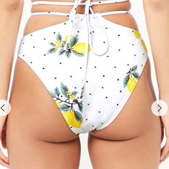 Lemon Print Ruffle Strap Bikini Set Med/Sm - Picture 6 of 7